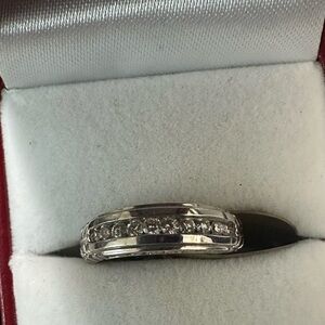 1/2 carat . Earth mined DIAMONDS CHANNEL DECO 14k white gold ring ornate